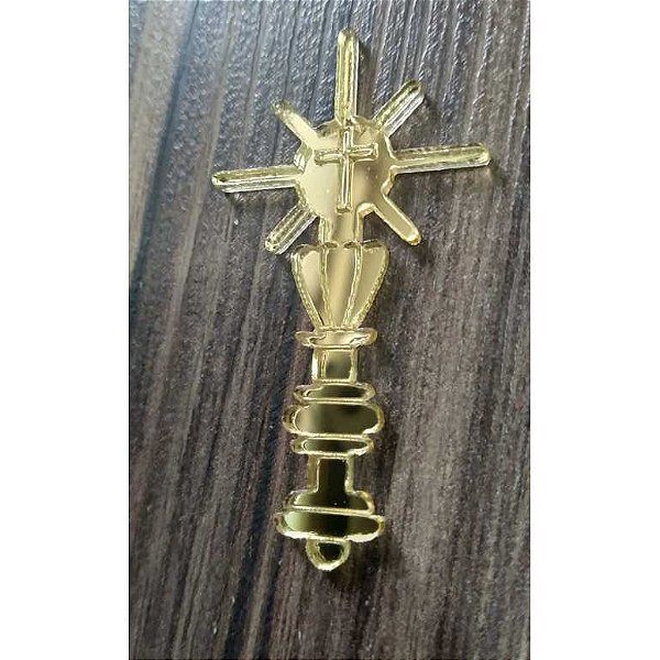 Aplique Eucaristia 5cm acrílico dourado 10 unidades