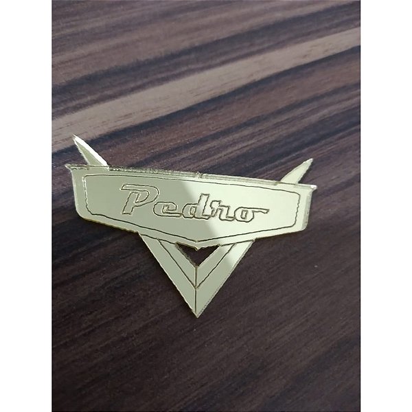 Aplique Logo Carros com nome acrílico dourado 10 unidades