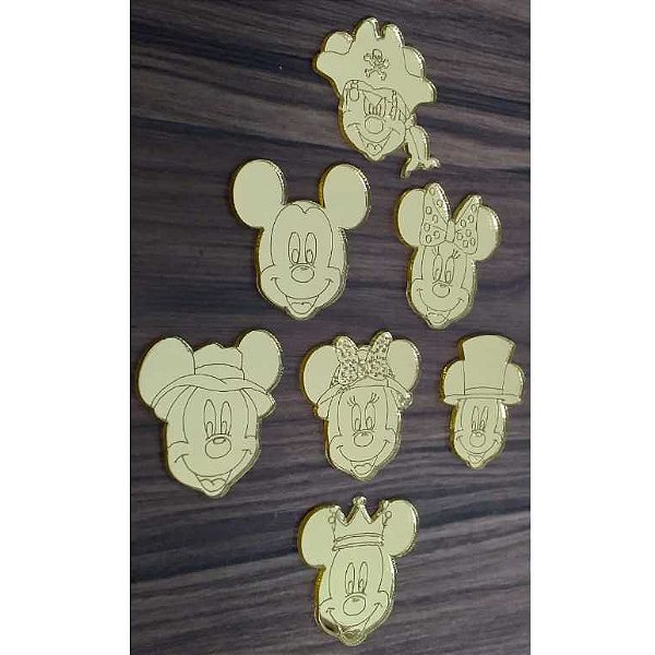 Aplique Mickey 4cm 10 unidades acrílico dourado