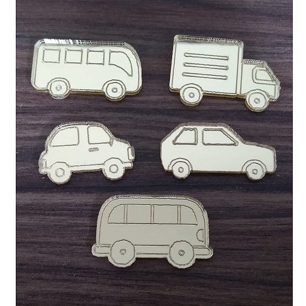 Aplique Mini automóveis 3cm 15 unidades acrílico