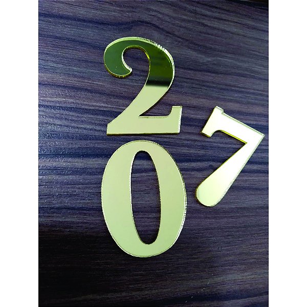 Aplique Números 5cm 10 unidades Acrílico Dourado