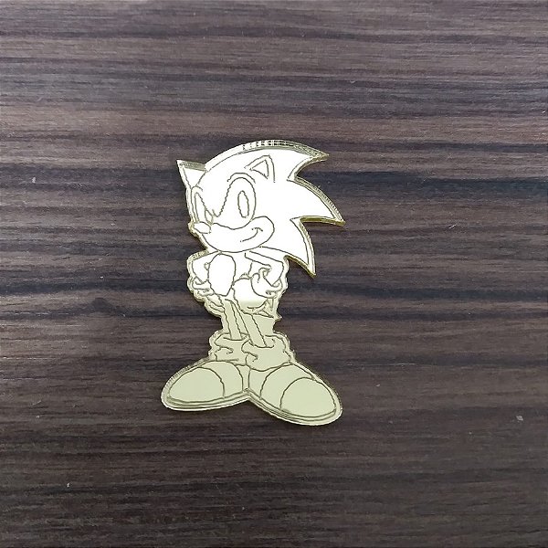 Aplique Personagem Sonic 5cm 10 unidades acrílico dourado