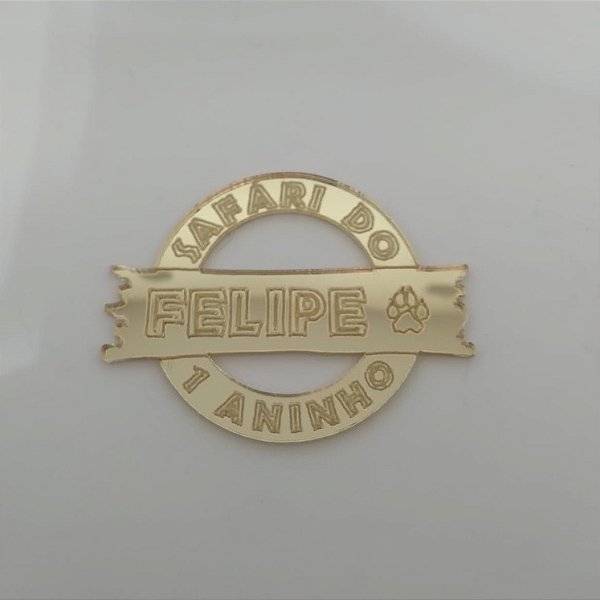 Aplique Placa Safári acrílico dourado 10 unidades