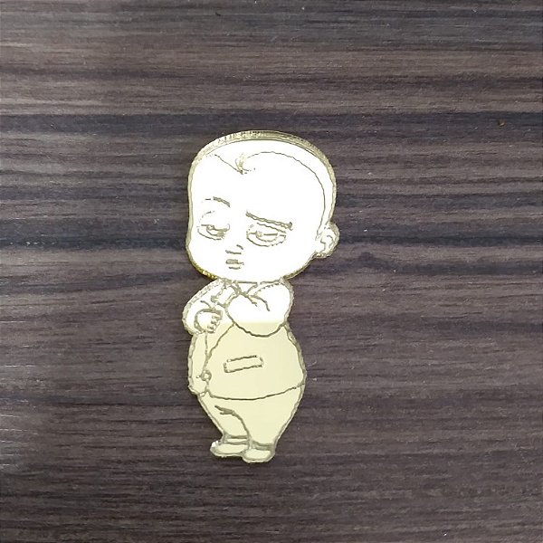 Aplique Poderoso Chefinho 5cm acrílico dourado 10 unidades