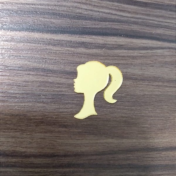 Aplique Silhueta Barbie 5cm 10 unidades acrílico dourado