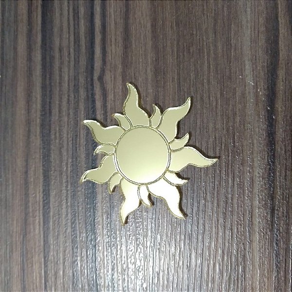 Aplique Sol Rapunzel acrílico dourado 10 unidades