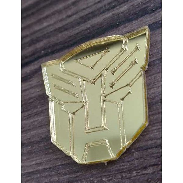 Aplique Transformers 3cm acrílico espelhado dourado 10 unidades