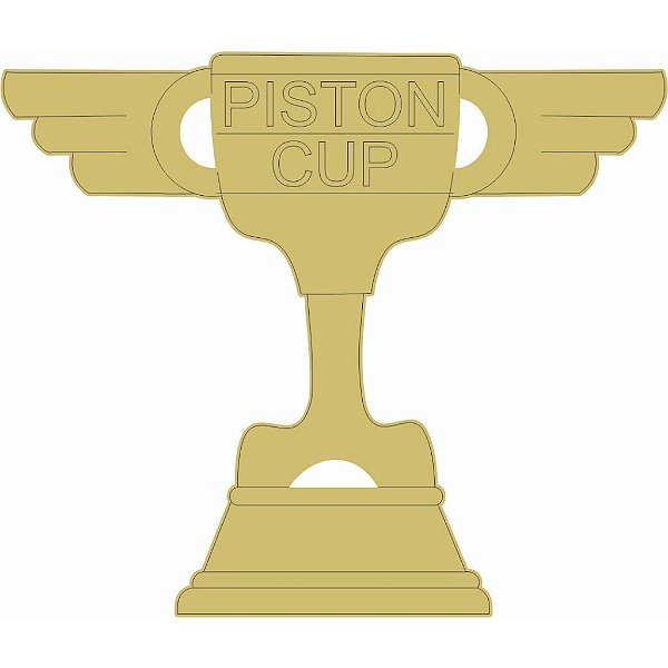 Aplique Troféu Carros Piston Cup acrílico dourado 10 unidades