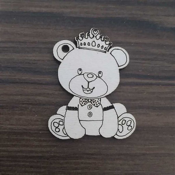 Aplique Urso Príncipe com roupinha 10 unidades MDF