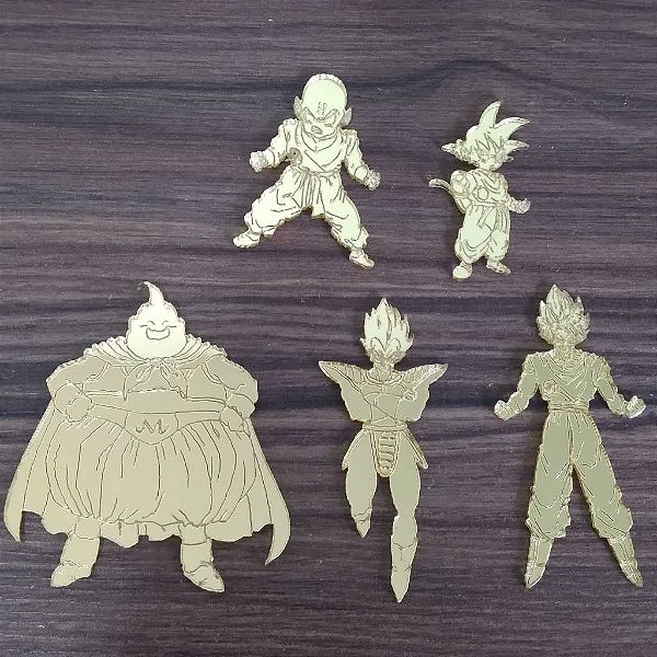 Apliques Personagens Dragon Ball Z 10 apliques acrílico dourado