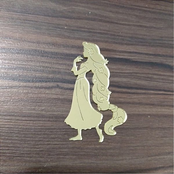 Apliques Rapunzel 7cm acrílico dourado 10 unidades