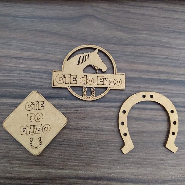 Apliques Tema Cavalo 12 unidades MDF