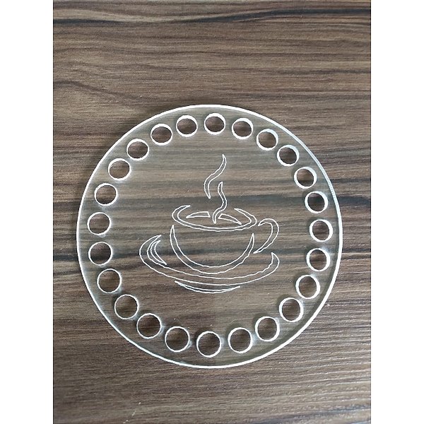 Base Circular Acrílico 10 cm Xícara para Crochê 4 unidades