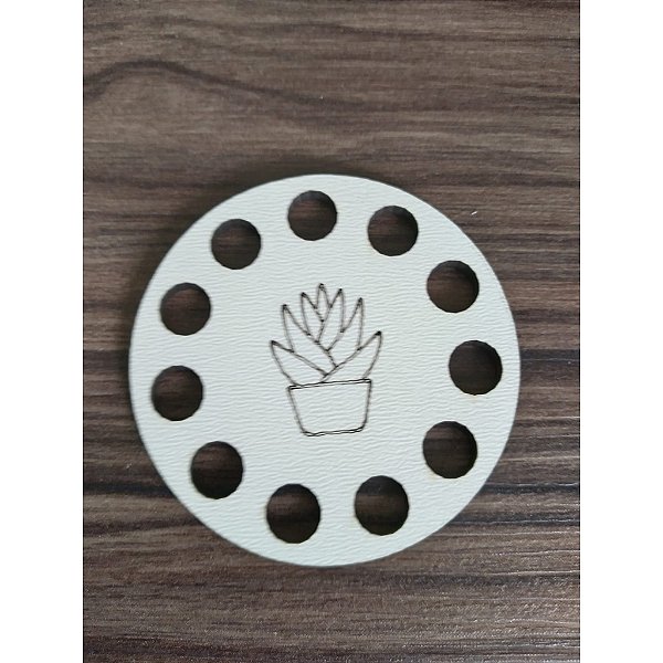 Base Circular MDF Branco 6 cm suculenta para Crochê 5 unidades