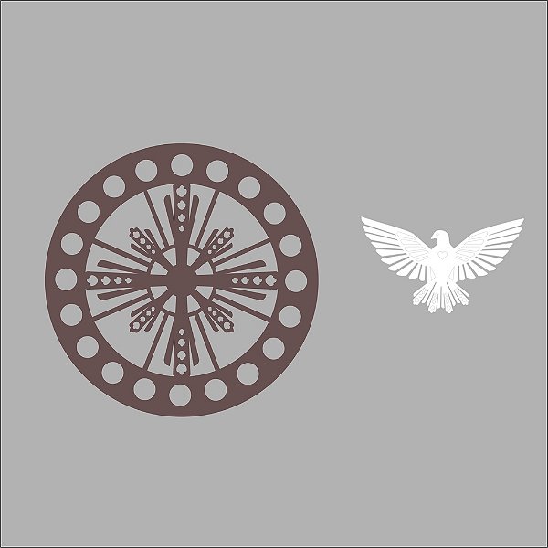 Base Mandala Divino E. Santo 2 unidades MDF para crochê