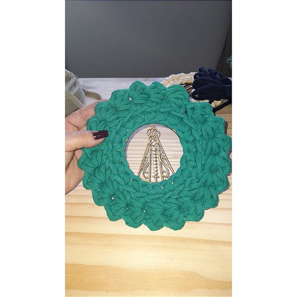 Base Mandala Nossa Senhora 10cm 2 unidades MDF para crochê