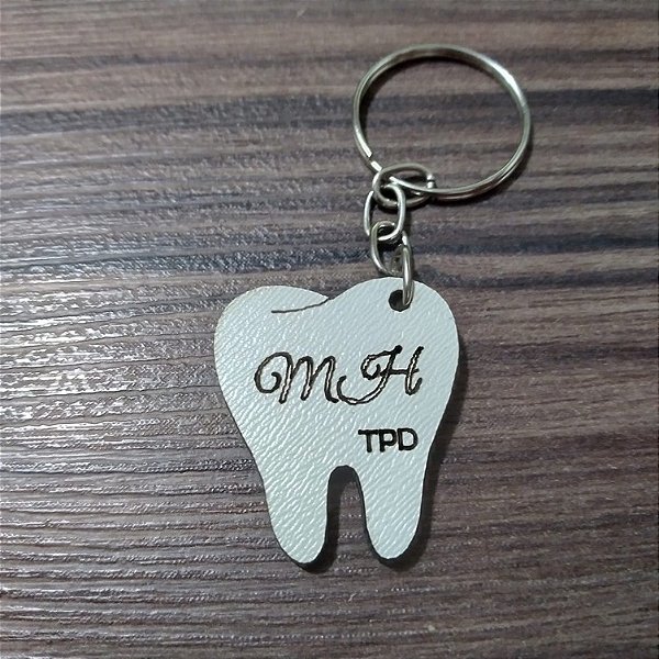 Chaveiro Dentinho 30 unidades MDF branco