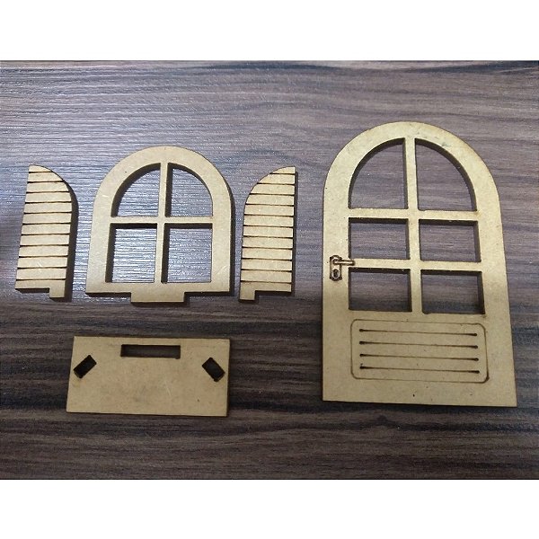 Mini Porta e Janela 10 unidades MDF