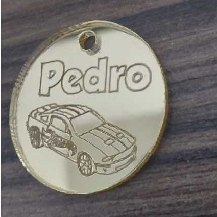 Tag Circular personalizável 3cm acrílico espelhado 30 unidades