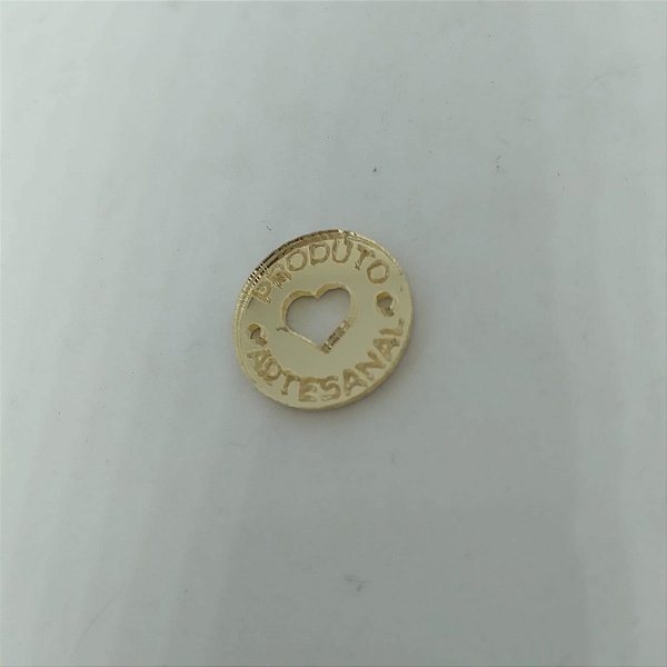 Tag produto artesanal 50 unidades 2cm acrílico dourado