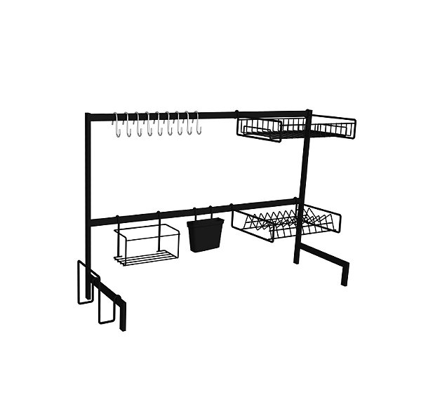 Escorredor Louça Modular Cozinha Autossustentável 82 cm Preto Dicarlo