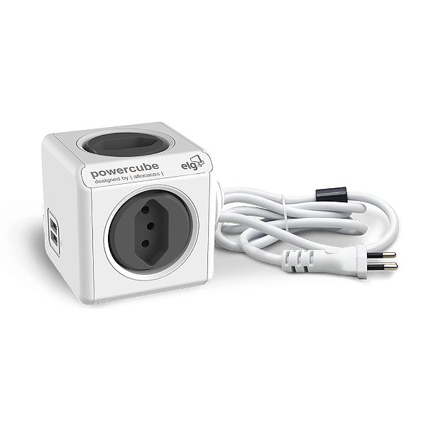 PowerCube Adaptador Multiplicador Bivolt 4 Tomadas e 2 USB com Cabo de 1,5 metros - ELG PWC-X4U