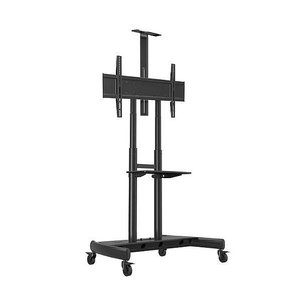 Suporte Pedestal com Regulagem de Altura, Rodizios e Bandejas de Apoio 55 a 90 Polegadas - NB AVA1800-70-1P