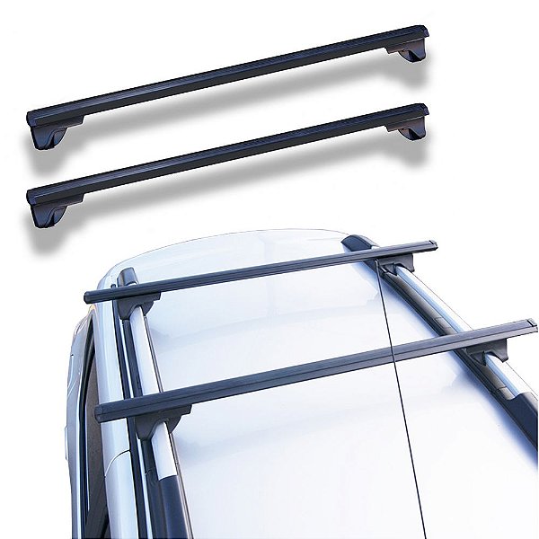 Rack Teto Eros Aluminío Preto Longarina 1260mm Universal