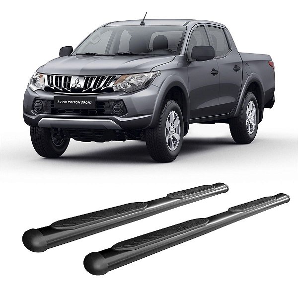 Estribo TRITON 2007 em Diante Preto Cabine Dupla Oblongo