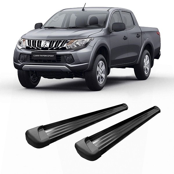 Estribo TRITON 2007 a 2016 Cabine Dupla Preto Alumínio