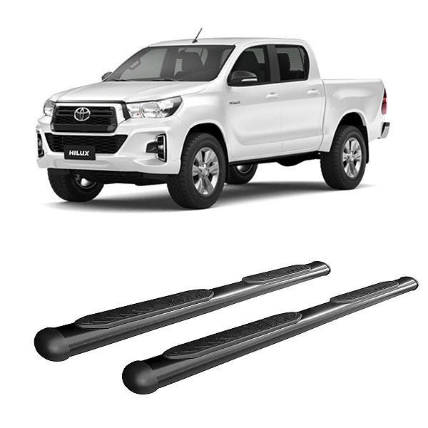 Estribo Hilux 2016 2017 2018 2019 Preto Cabine Dupla Oblongo