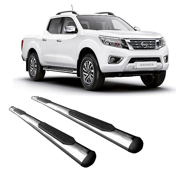 Estribo NP300 2017 2018 2019 2020 Nissan Cromado Cab Dupla