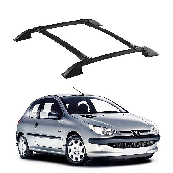 Rack de Teto Peugeot 206 1999 a 2008 Preto Parafusado