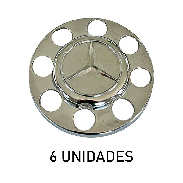 Sobre Tampa Da Tração Mercedes-Benz 08 Furos Cromada 6 Un