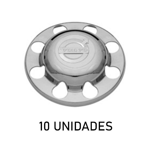Sobre tampa do cubo da tração volvo vm cromada 10 unidades