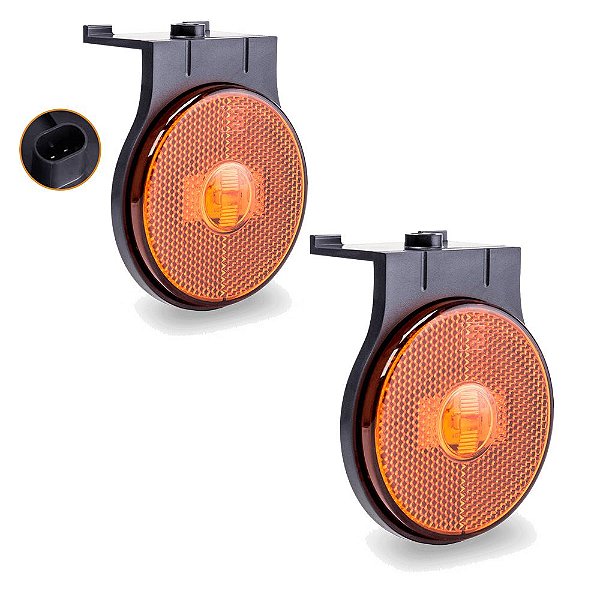 2 Lanterna Lateral Carreta Randon Bivolt Ambar Led