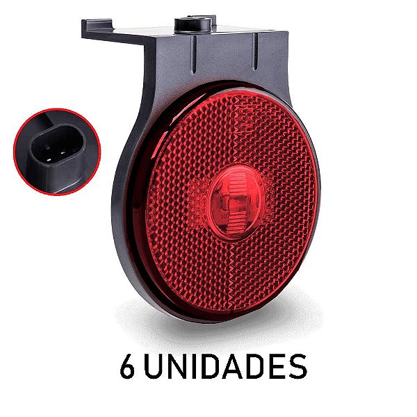 6 Lanterna Lateral Led Carreta Randon Noma Bivolt Vermelha