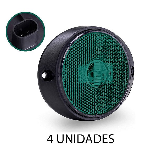 Lanterna Frontal Carreta 65 mm Led Bivolt Verde - 4 un.