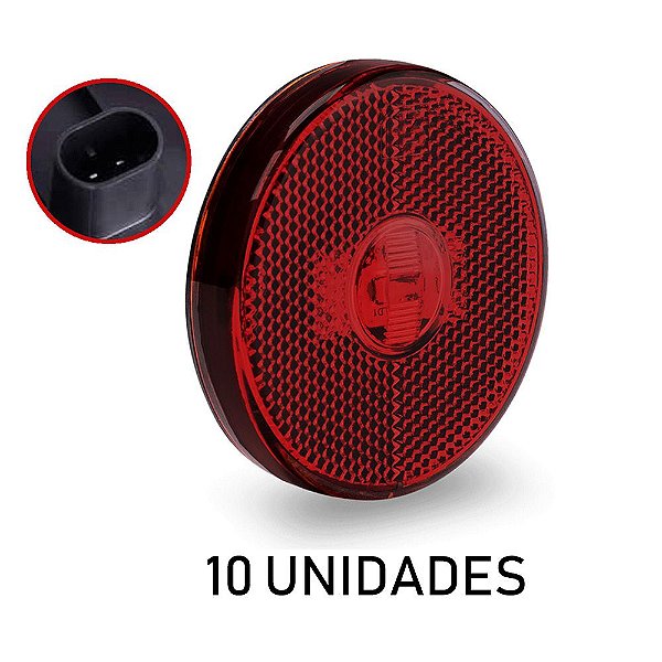 Lanterna Lateral Carreta Randon Bivolt Vermelha Led - 10 un
