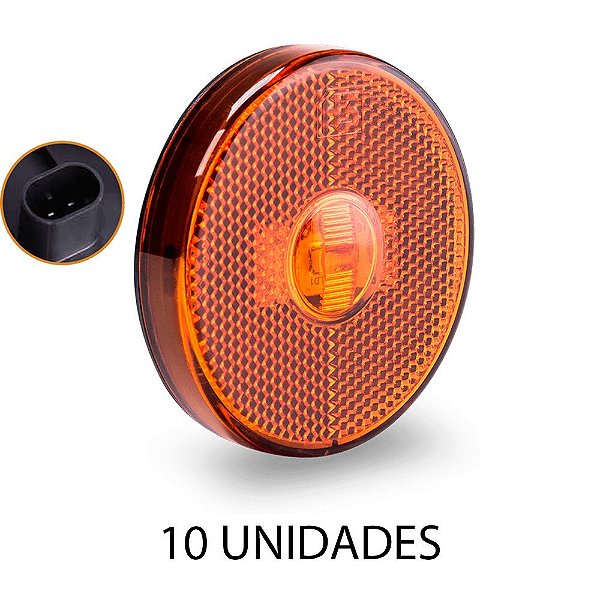 10 Lanterna Lateral Carreta Randon Bivolt Âmbar Led