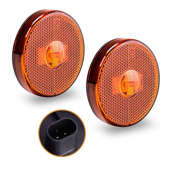2 Lanterna Lateral Carreta Randon Bivolt Âmbar Led