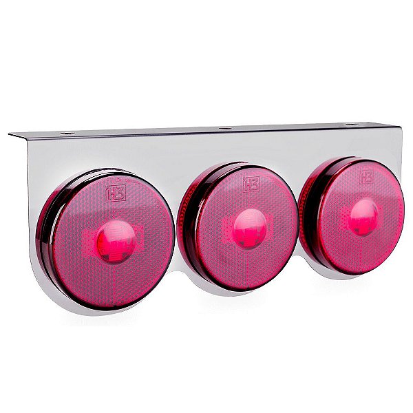 Lanterna 3 Marias Carreta Caminhão Led Vermelha Bivolt 65 mm