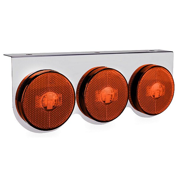Lanterna 3 Marias Carreta Caminhão Led Âmbar Bivolt 65 mm