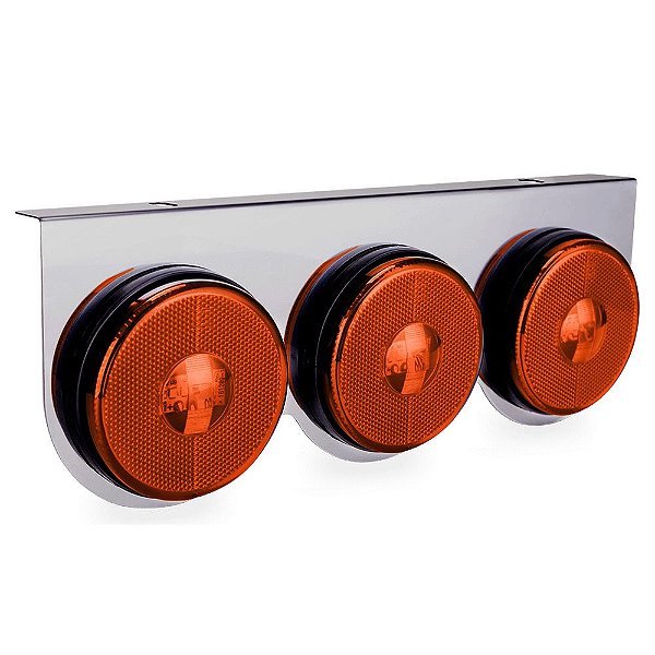 Lanterna 3 Marias Carreta Caminhão Led Âmbar Bivolt 85 mm