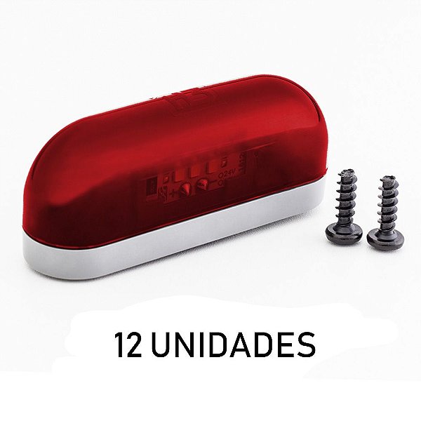 Kit Lanterna Luz de Placa Carreta Caminhão Led Vermelha 12 u