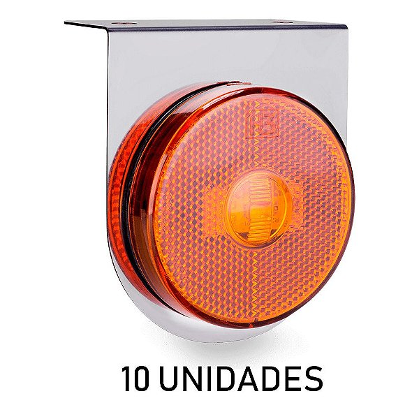 10 Lanterna Lateral Carreta Randon Bivolt Âmbar 3 Leds