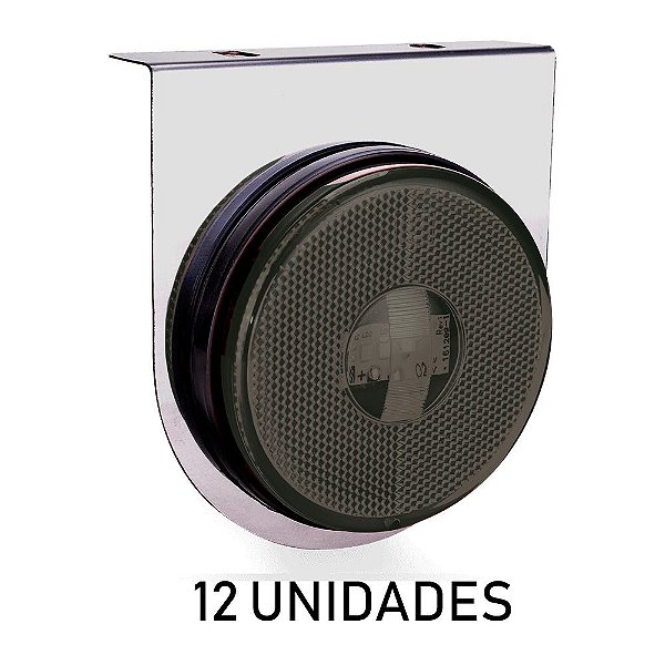 12 Lanterna Lateral Carreta Randon Bivolt Fumê 3 Leds