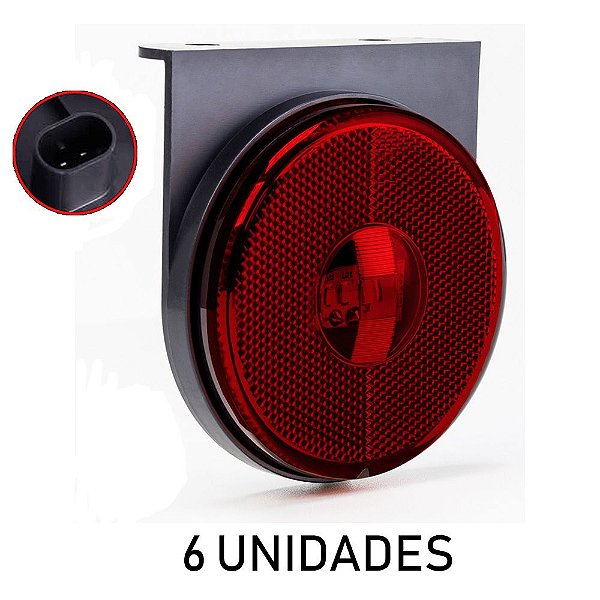 6 Lanterna Lateral Carreta Randon Bivolt Vermelha 3 Leds