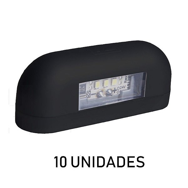 Kit Lanterna Luz de Placa Carreta Caminhão Led Preta 10 u