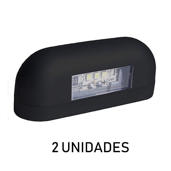 Kit Lanterna Luz de Placa Carreta Caminhão Led Preta 2 un
